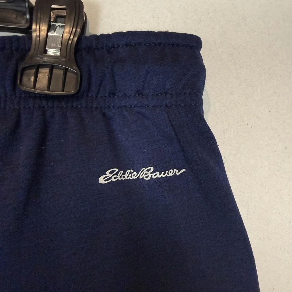 Eddie Bauer Pants Mens Large Blue Fleece Joggers Zip Pocket Athletic Stretch